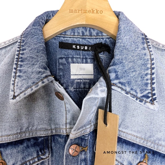 Ksubi Destiny Patchwork Lifetime Blue Cropped Denim Jacket - Picture 11 of 16